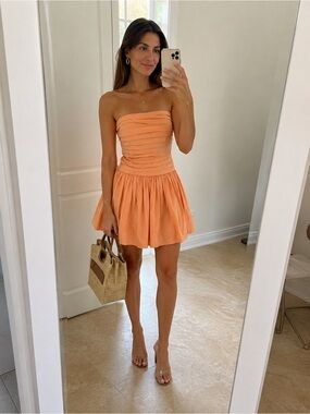 Band of the Free Los Angeles Peach Strapless Pleated Mini Dress – Size L – NWT